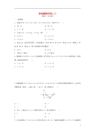 浙江省高三数学专题复习 客观题限时练（2）理-人教版高三全册数学试题