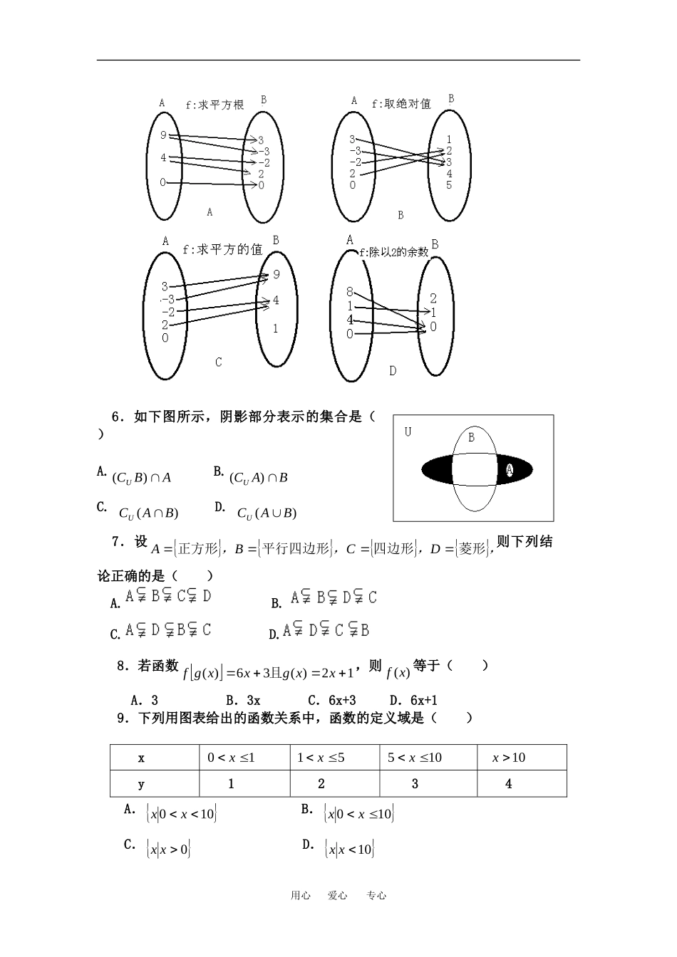 山东省聊城实验中学09-10学年高一数学第一次月考试题新人教A版必修1_第2页