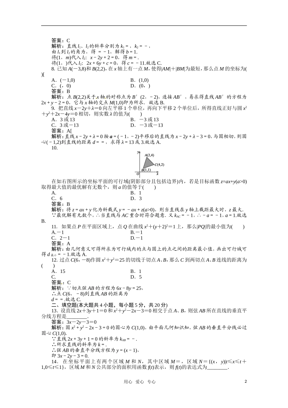 河北省高考数学 直线和圆的方程6同步复习_第2页