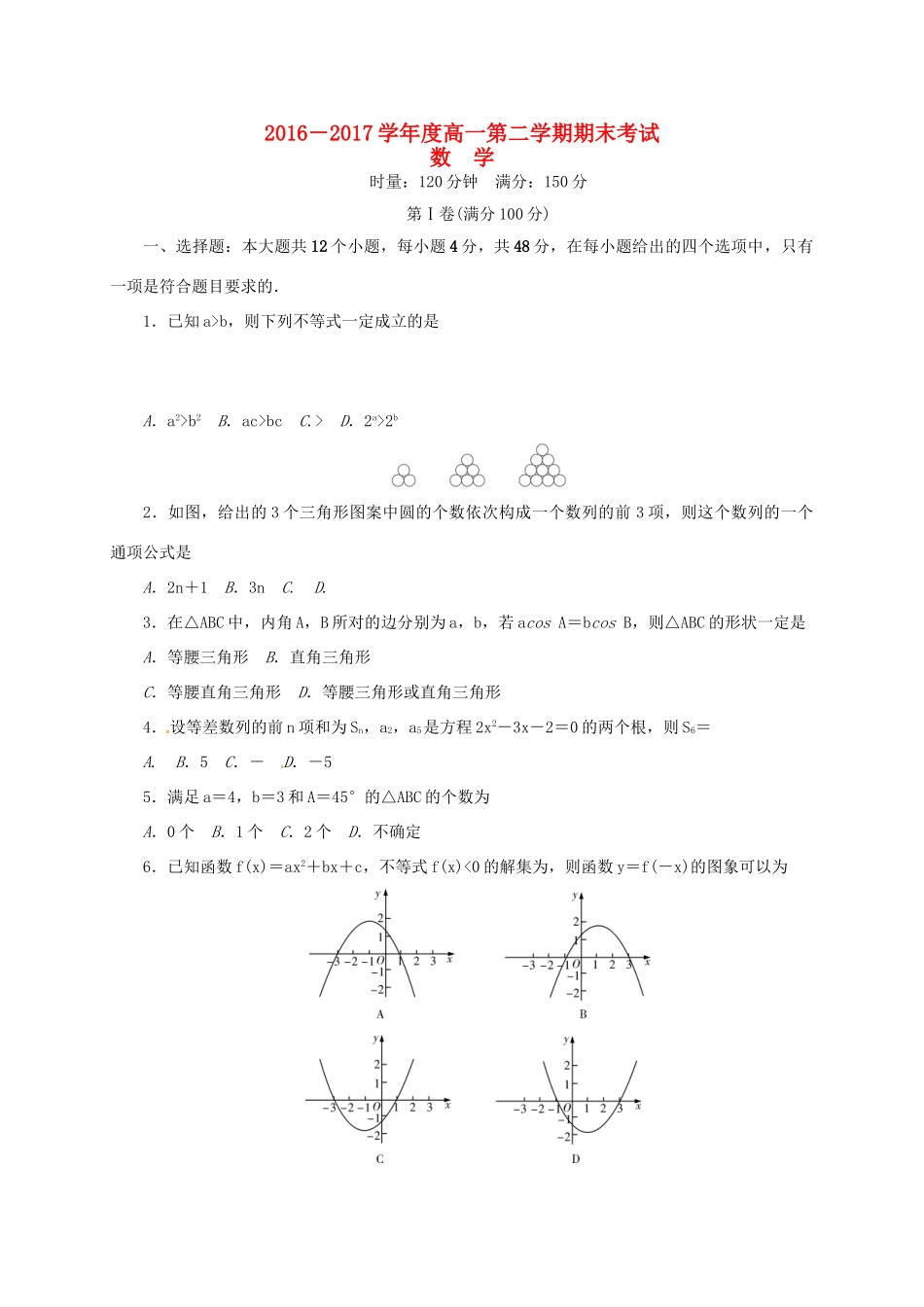 湖南省长沙市高一数学下学期期末考试试题-人教版高一全册数学试题_第1页