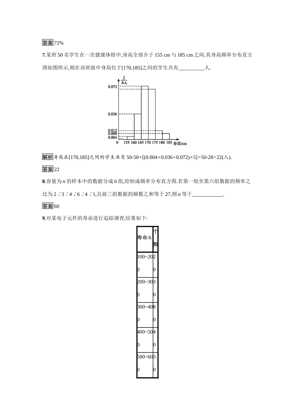 高中数学 第一章 统计 1.5.1 估计总体的分布课后习题（含解析）北师大版必修3-北师大版高一必修3数学试题_第3页