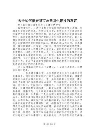 关于如何搞好我市公共卫生建设的发言稿