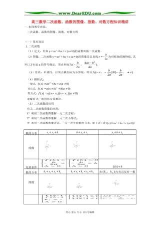 人教版高三数学二次函数、函数的图像、指数、对数方程知识精讲