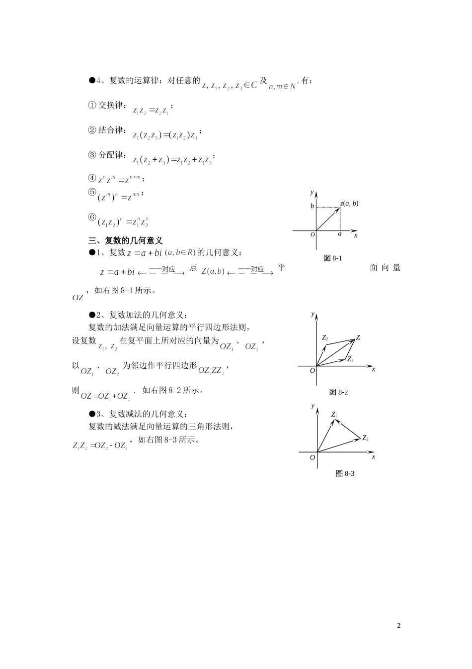 山东省烟台市芝罘区高考数学 知识点总结 专题8 复数 新人教A版-新人教A版高三全册数学试题_第2页