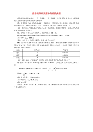 高考数学复习点拨 数学实际应用题中的函数类型