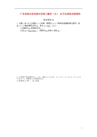 广东省始兴县风度中学高三数学 尖子生培优训练资料4 文