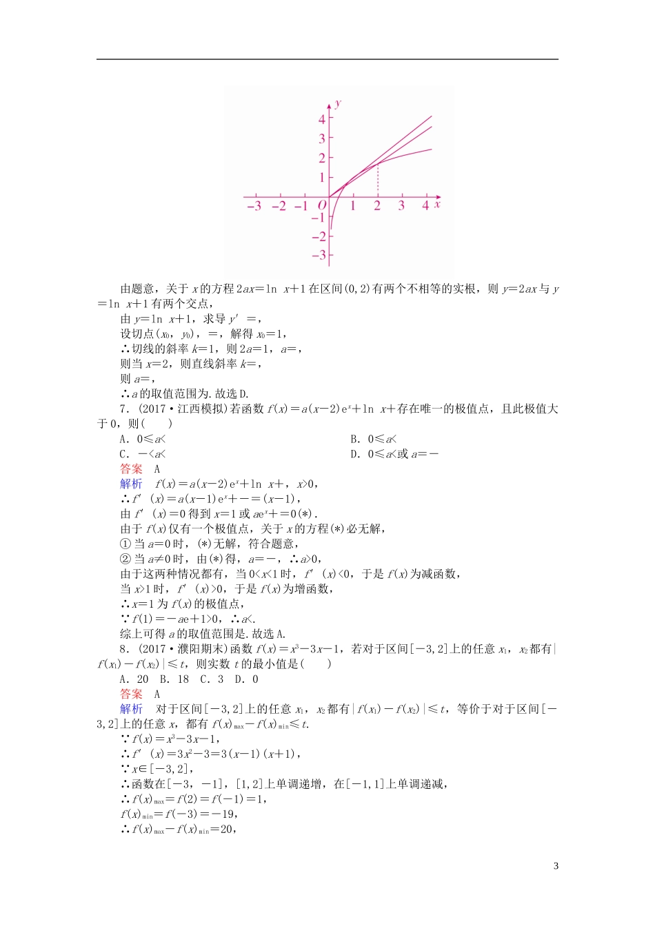 高考数学一轮复习 第2章 函数、导数及其应用 2.11 导数在研究函数中的应用（二）课后作业 文-人教版高三全册数学试题_第3页