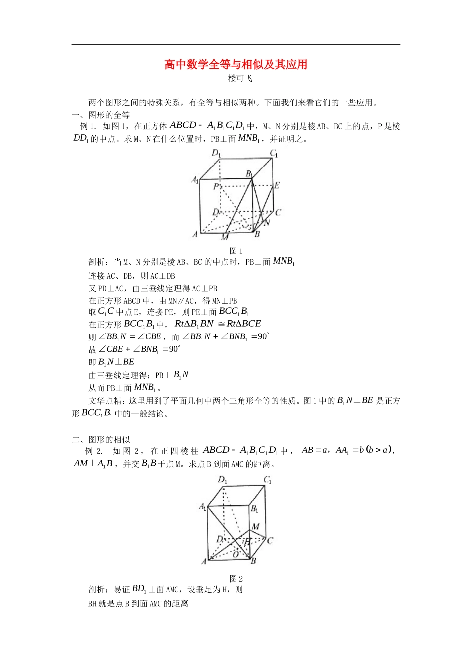 高中数学全等与相似及其应用专题辅导_第1页