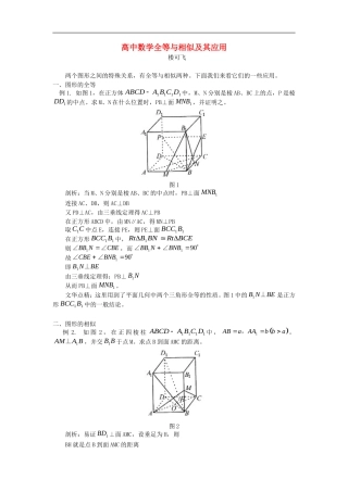 高中数学全等与相似及其应用专题辅导