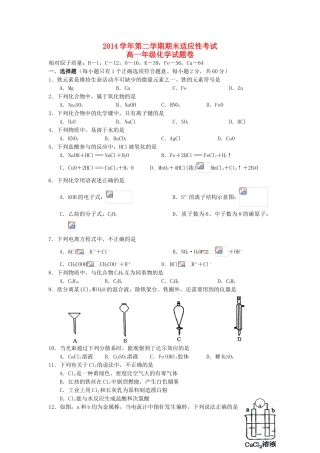 高一化学下学期期末适应性考试试题-人教版高一全册化学试题