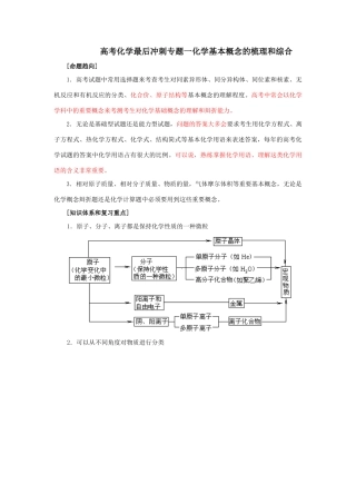 高考化学冲刺专题一化学基本概念的梳理和综合