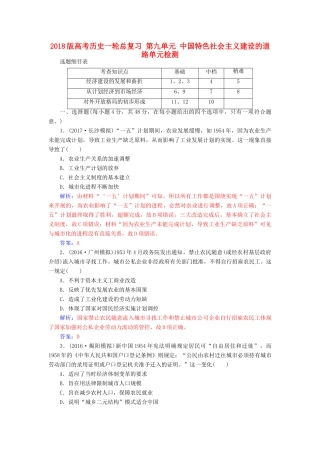 高考历史一轮总复习 第九单元 中国特色社会主义建设的道路单元检测-人教版高三全册历史试题