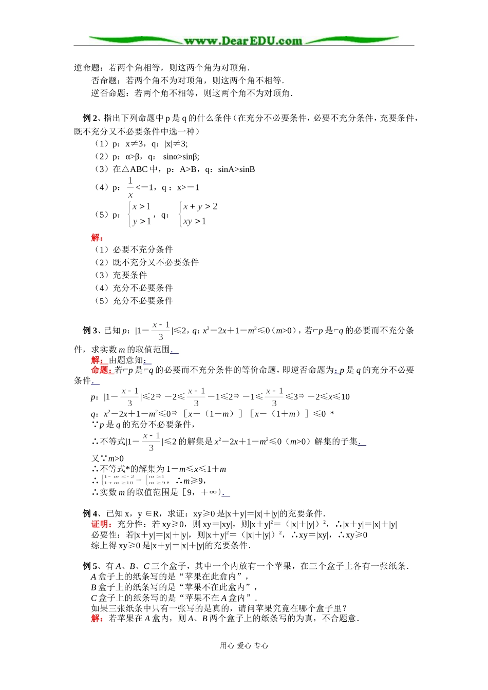 高二数学 命题及其关系 知识精讲 苏教版_第3页