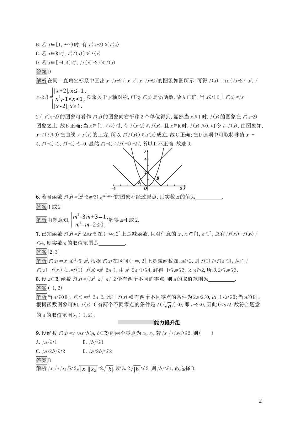 （浙江专用）高考数学大一轮复习 第二章 函数 考点规范练6 幂函数与二次函数-人教版高三全册数学试题_第2页
