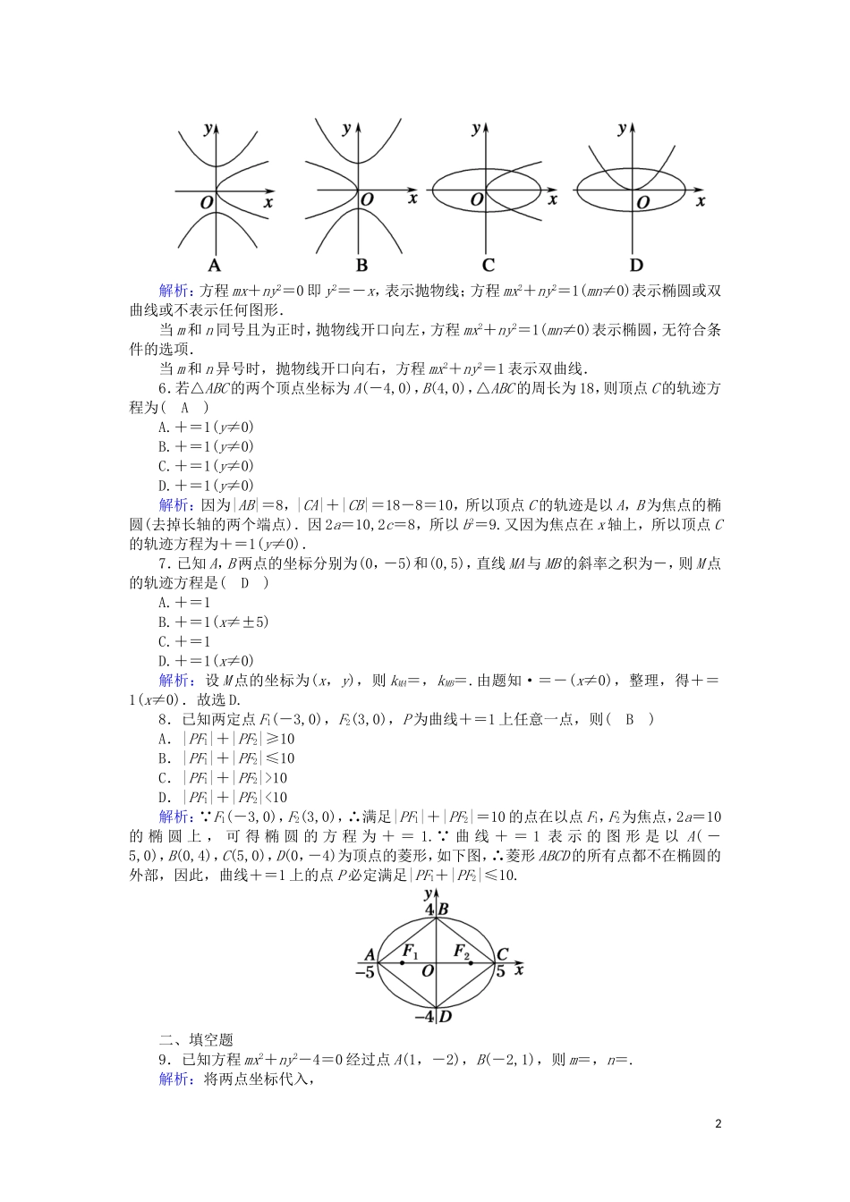 高中数学 第三章 圆锥曲线与方程 3.4.1 曲线与方程课时作业（含解析）北师大版选修2-1-北师大版高二选修2-1数学试题_第2页