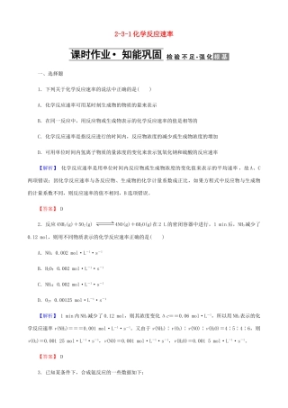 高中化学 第二章 化学反应与能量 2.3.1 化学反应速率课时作业 新人教版必修2-新人教版高一必修2化学试题