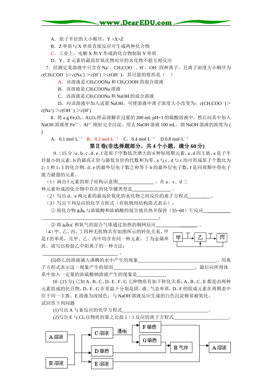 河南省示范性高中高三化学8+4综合测试题6_第2页