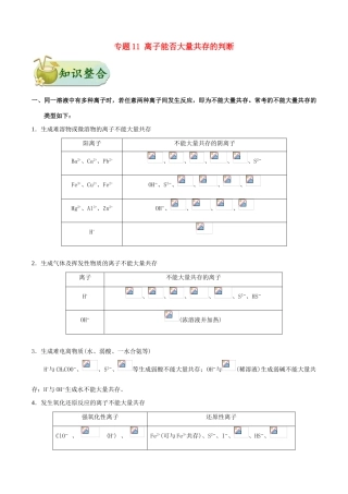 备战高考化学 考点一遍过 专题11 离子能否大量共存的判断-人教版高三全册化学试题