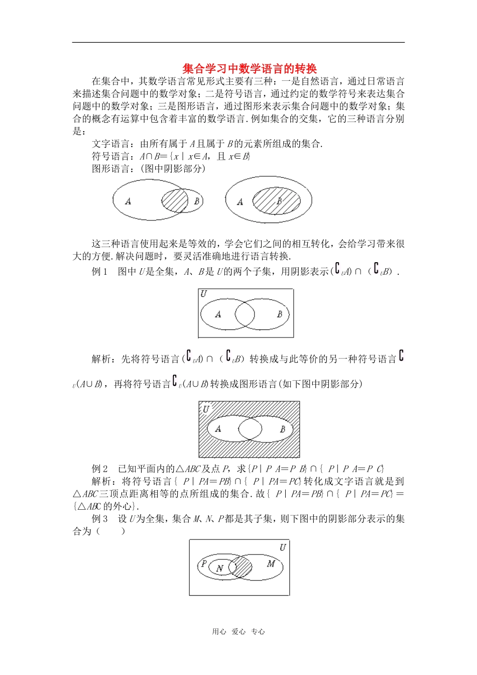 高考数学复习点拨 集合学习中数学语言的转换_第1页