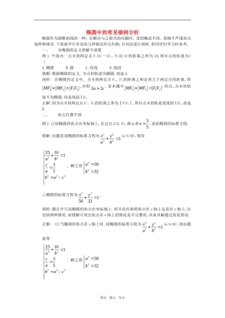 高考数学复习点拨 常见椭圆中的错例分析