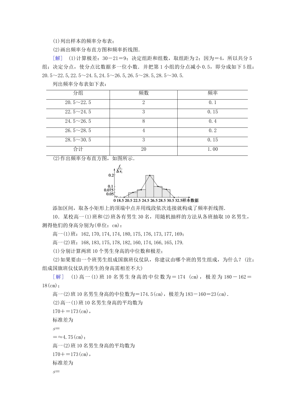 高中数学 课时分层作业6 用样本估计总体（含解析）北师大版必修2-北师大版高一必修2数学试题_第3页