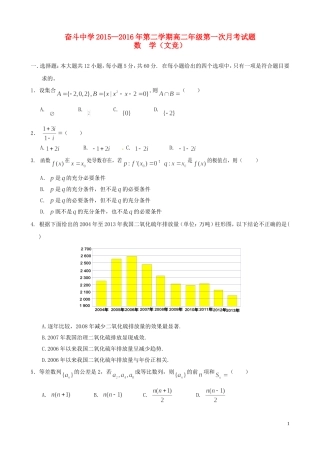 高二数学下学期第一次月考试题（文竟）-人教版高二全册数学试题