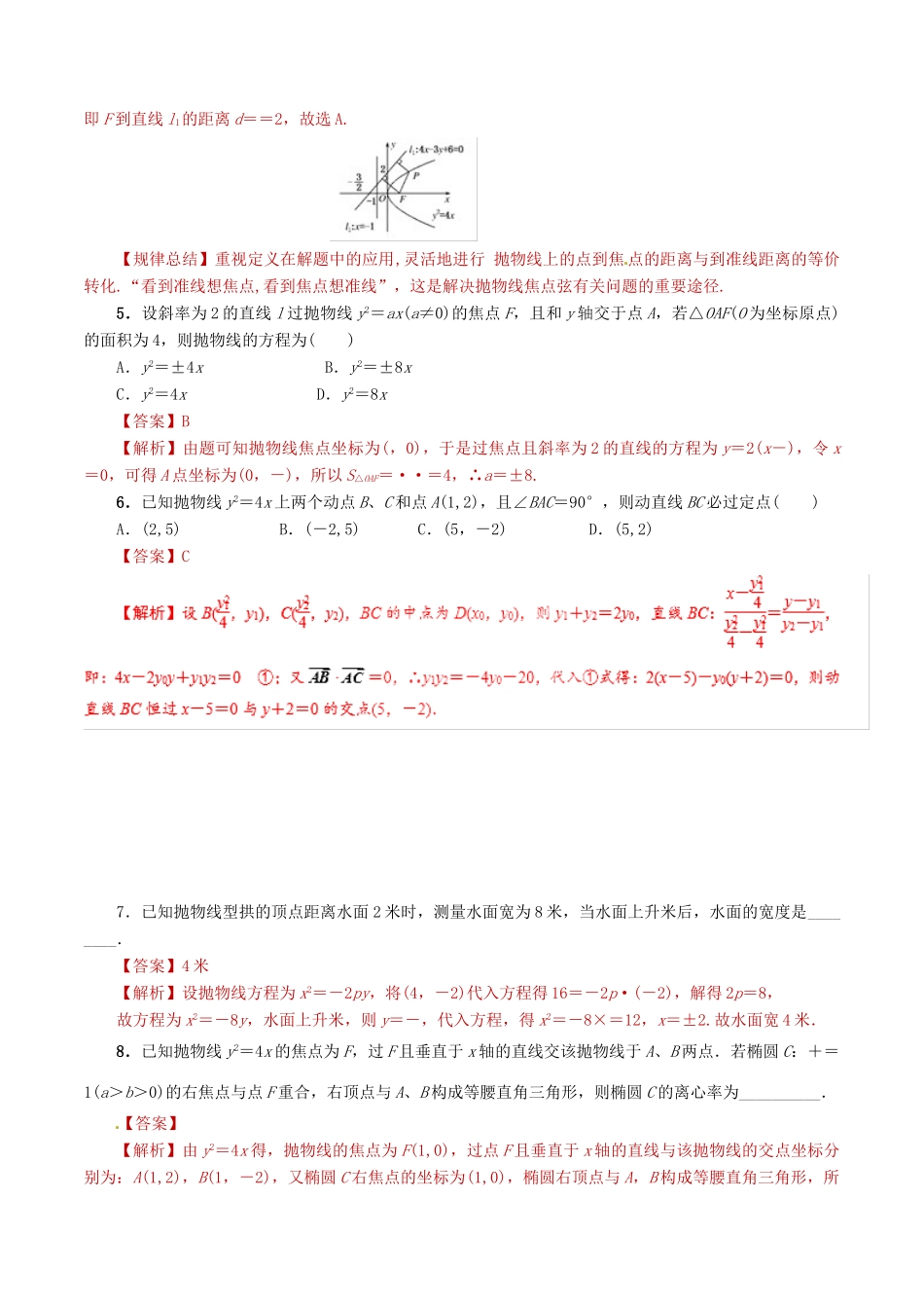 高考数学 课时27 抛物线滚动精准测试卷 文-人教版高三全册数学试题_第2页