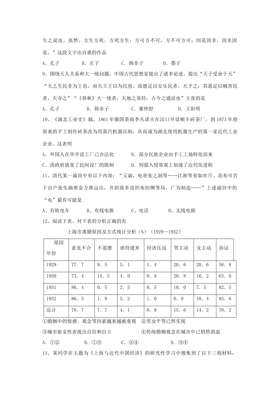 浙江省东阳市高一历史下学期期中试题-人教版高一全册历史试题_第2页
