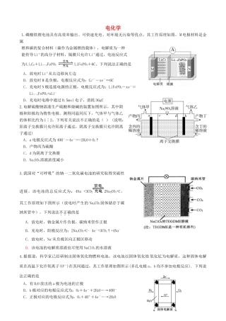 广东省雷州市高三化学二轮复习 电化学 电化学专题训练-人教版高三全册化学试题