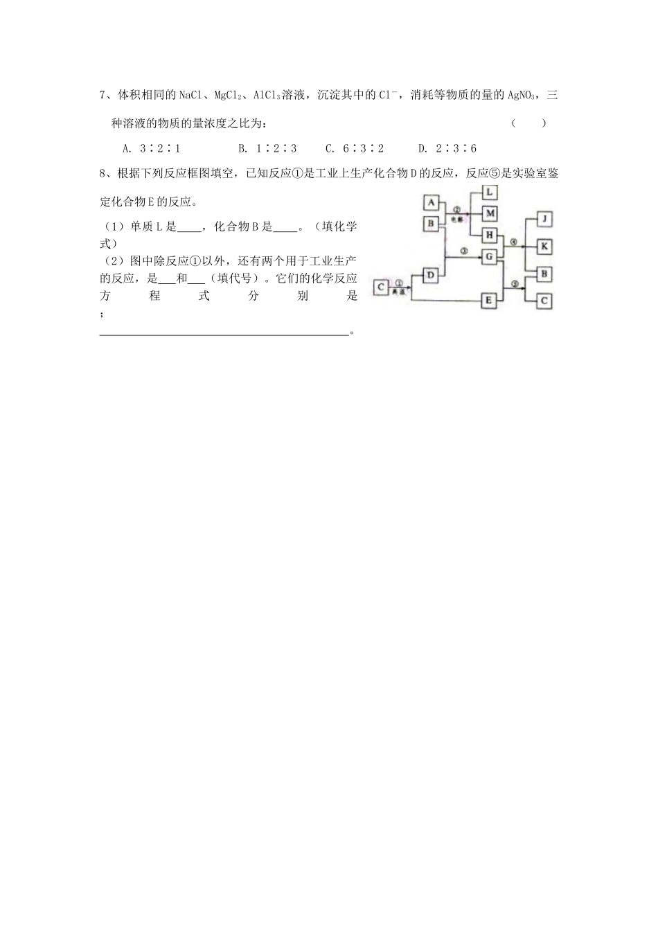 江苏省溧阳市高一化学同步练习 33期末复习六（无答案）苏教版_第2页