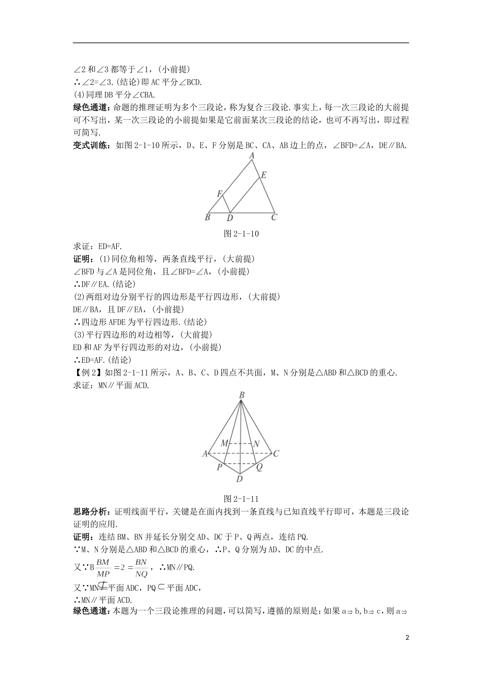 高中数学 第2章 推理与证明 2.1.2 演绎推理知识导航 苏教版选修2-2-苏教版高二选修2-2数学试题_第2页