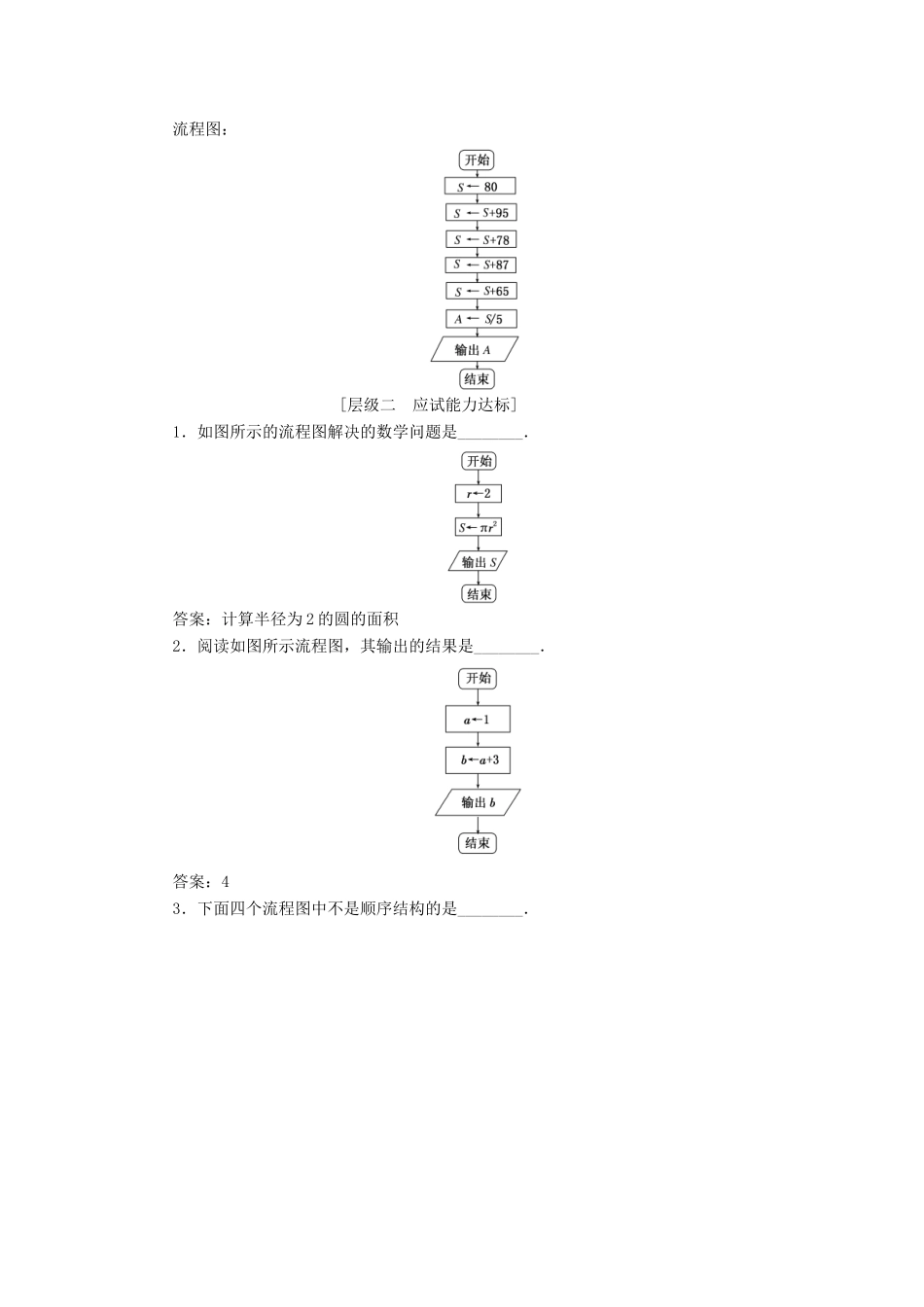 高中数学 课时跟踪检测（二）顺序结构 苏教版必修3-苏教版高一必修3数学试题_第2页