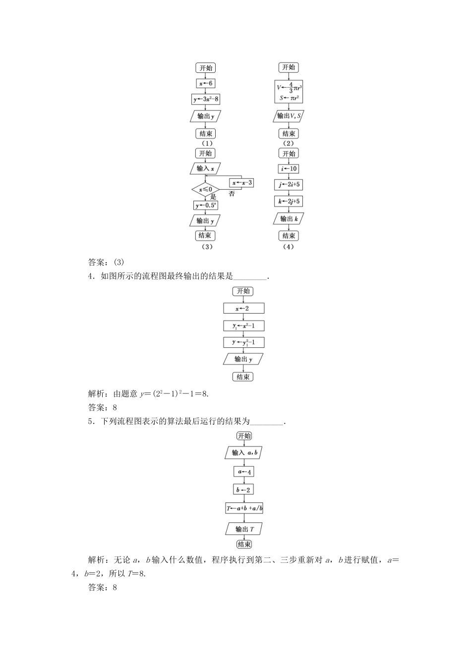 高中数学 课时跟踪检测（二）顺序结构 苏教版必修3-苏教版高一必修3数学试题_第3页
