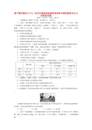 （新课标）高考历史总复习 十七 近代中国经济结构的变动和中国民族资本主义的曲折发展课下限时集训-人教版高三全册历史试题