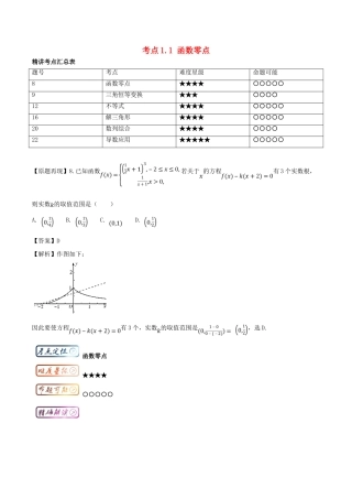 高考数学一轮复习 三精考点 考点1.1 函数零点名卷考点汇 理-人教版高三全册数学试题