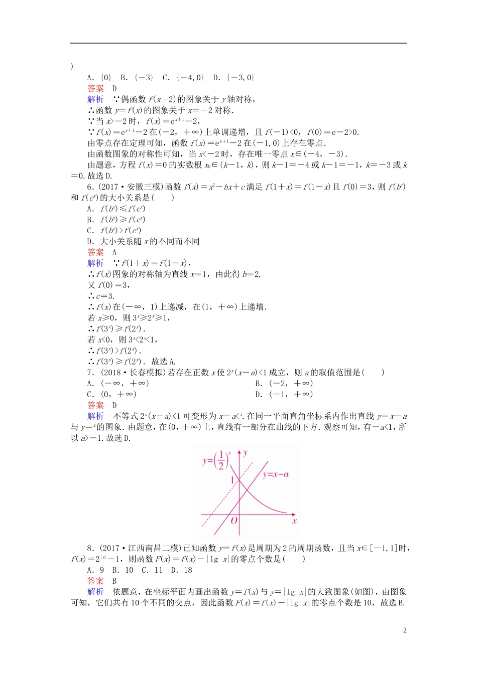高考数学一轮复习 第2章 函数、导数及其应用 2.5 指数与指数函数课后作业 理-人教版高三全册数学试题_第2页