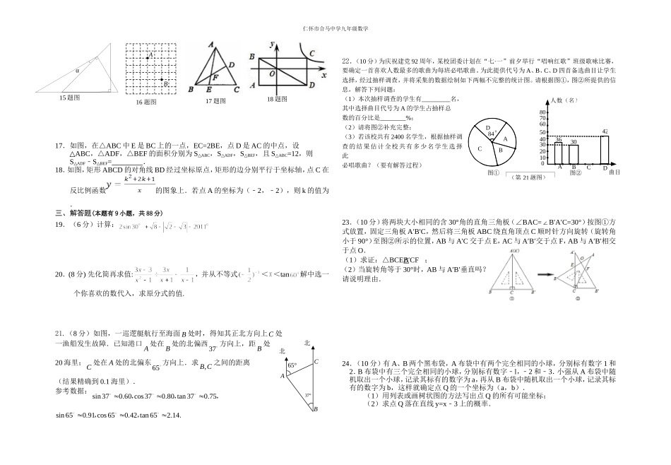 2015届中考复习第一周检测卷_第2页