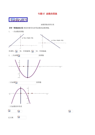 高考数学 艺体生精选好题突围系列（基础篇）专题07 函数的图象-人教版高三全册数学试题