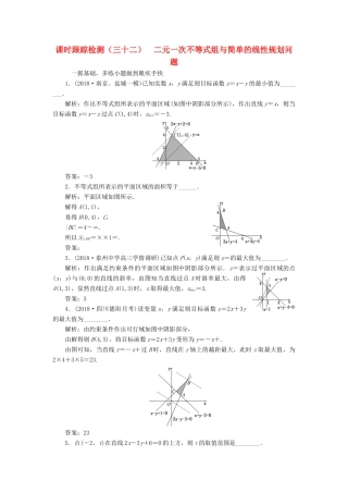 （江苏专版）高考数学一轮复习 第七章 不等式 课时跟踪检测（三十二）二元一次不等式组与简单的线性规划问题 文-人教版高三全册数学试题