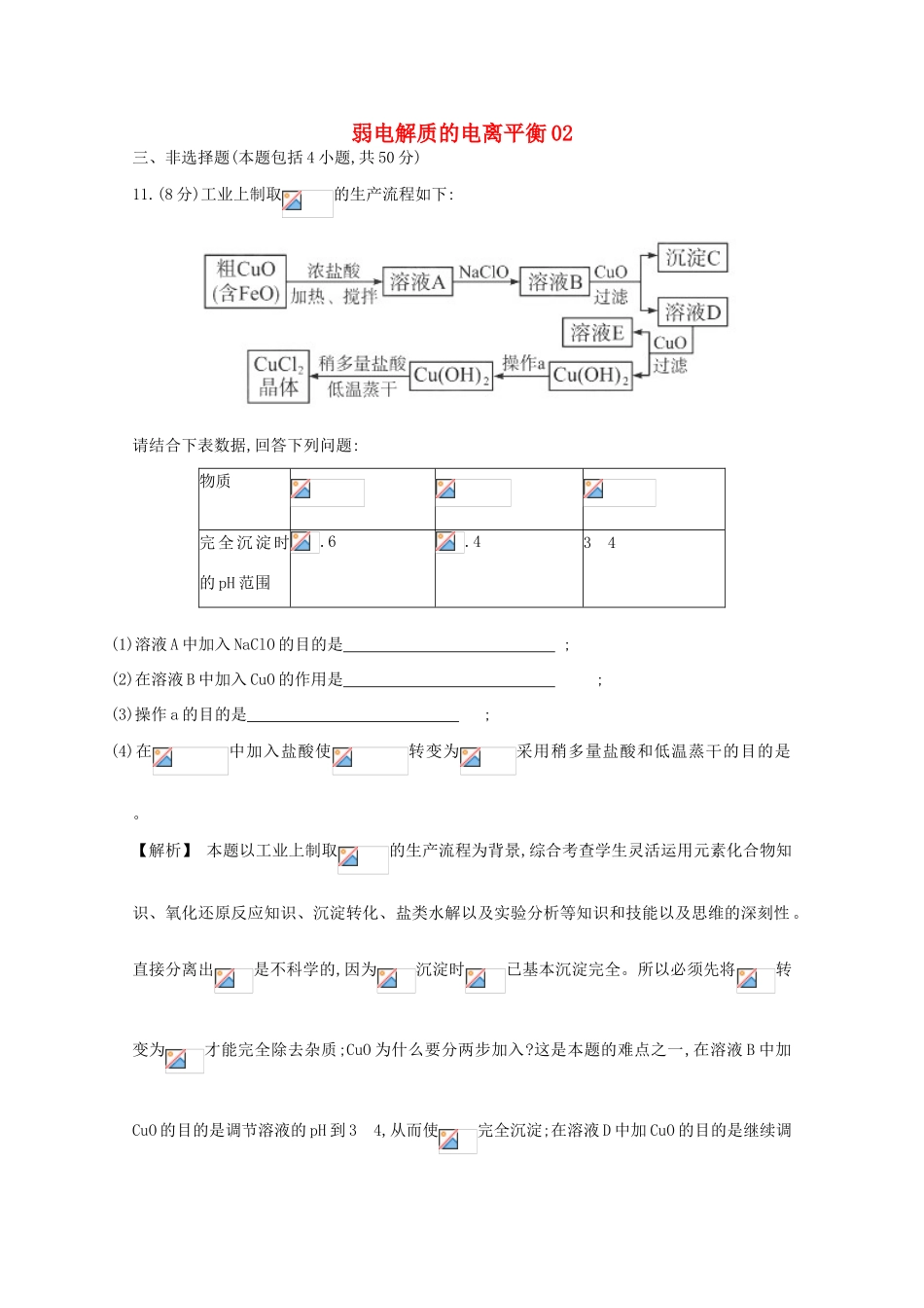广东省佛山市高考化学三轮复习 考前仿真模拟题专练 盐类的水解02-人教版高三全册化学试题_第1页