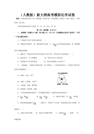 人教版新大纲高考模拟化学试卷