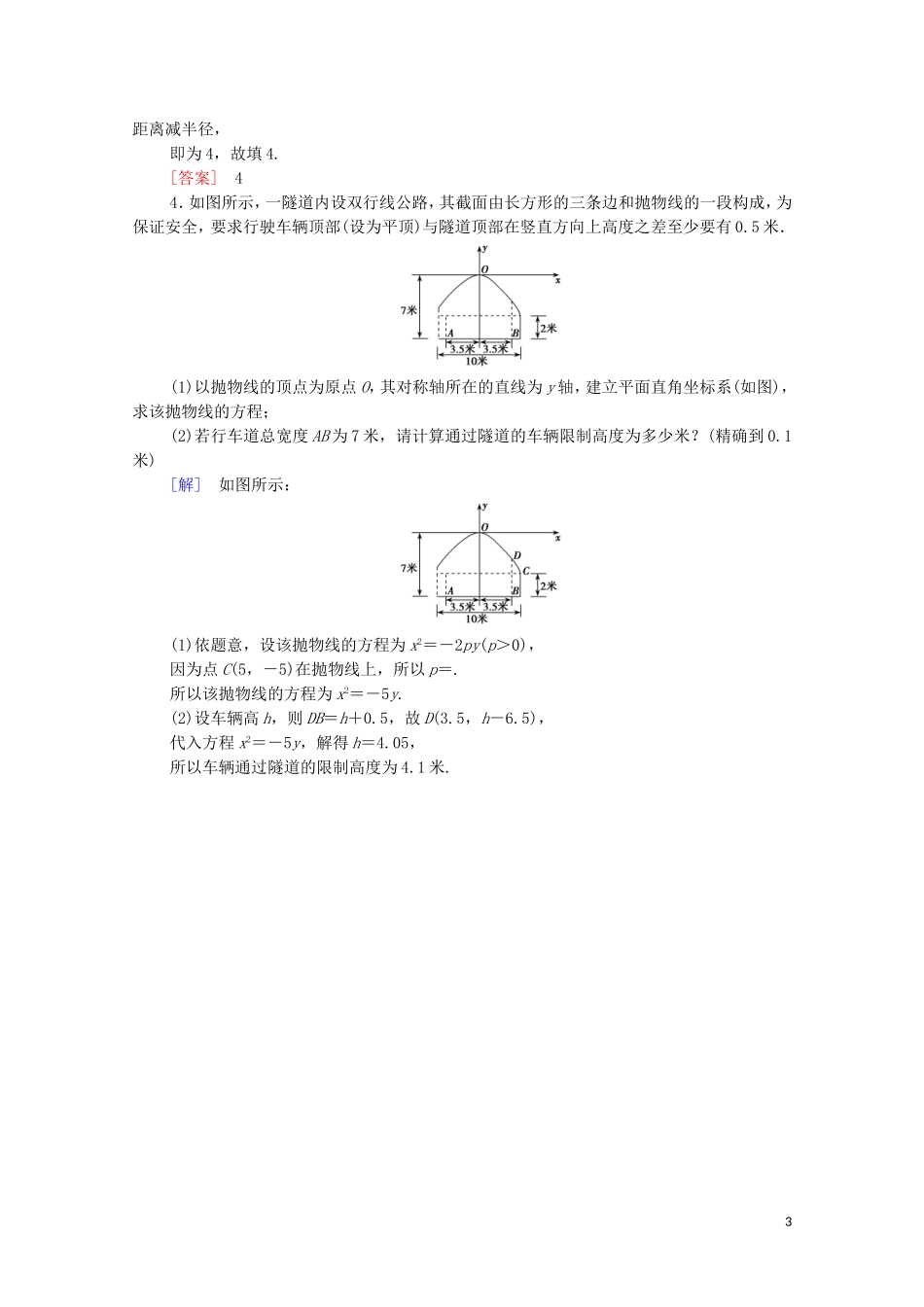 高中数学 第2章 圆锥曲线与方程 2.4 抛物线 2.4.1 抛物线的标准方程课时分层作业 苏教版选修2-1-苏教版高二选修2-1数学试题_第3页