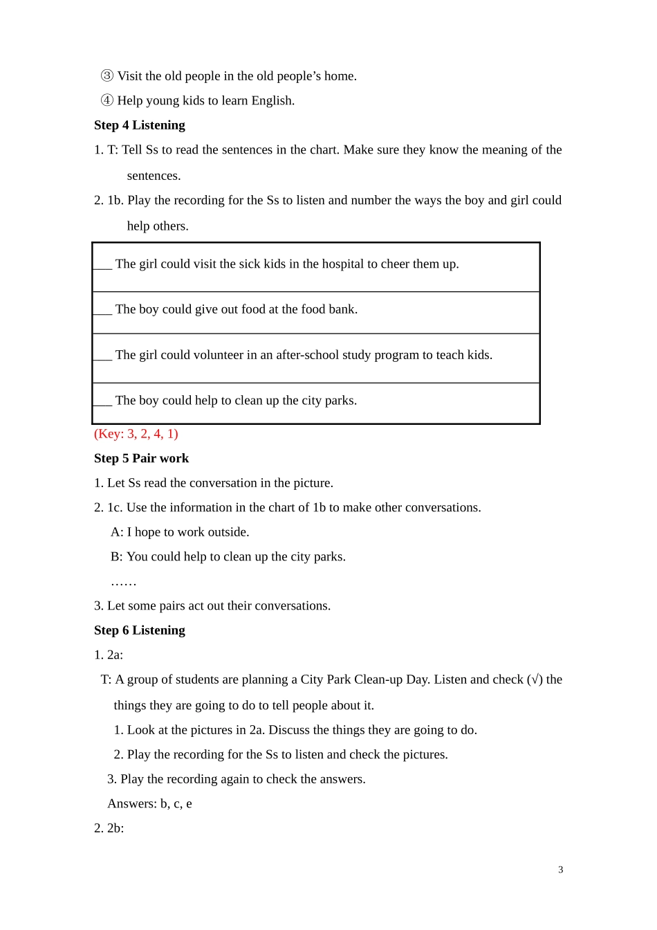 八年级英语下册：Unit+2+I'll+help+to+clean+up+the+city+park+教案_第3页