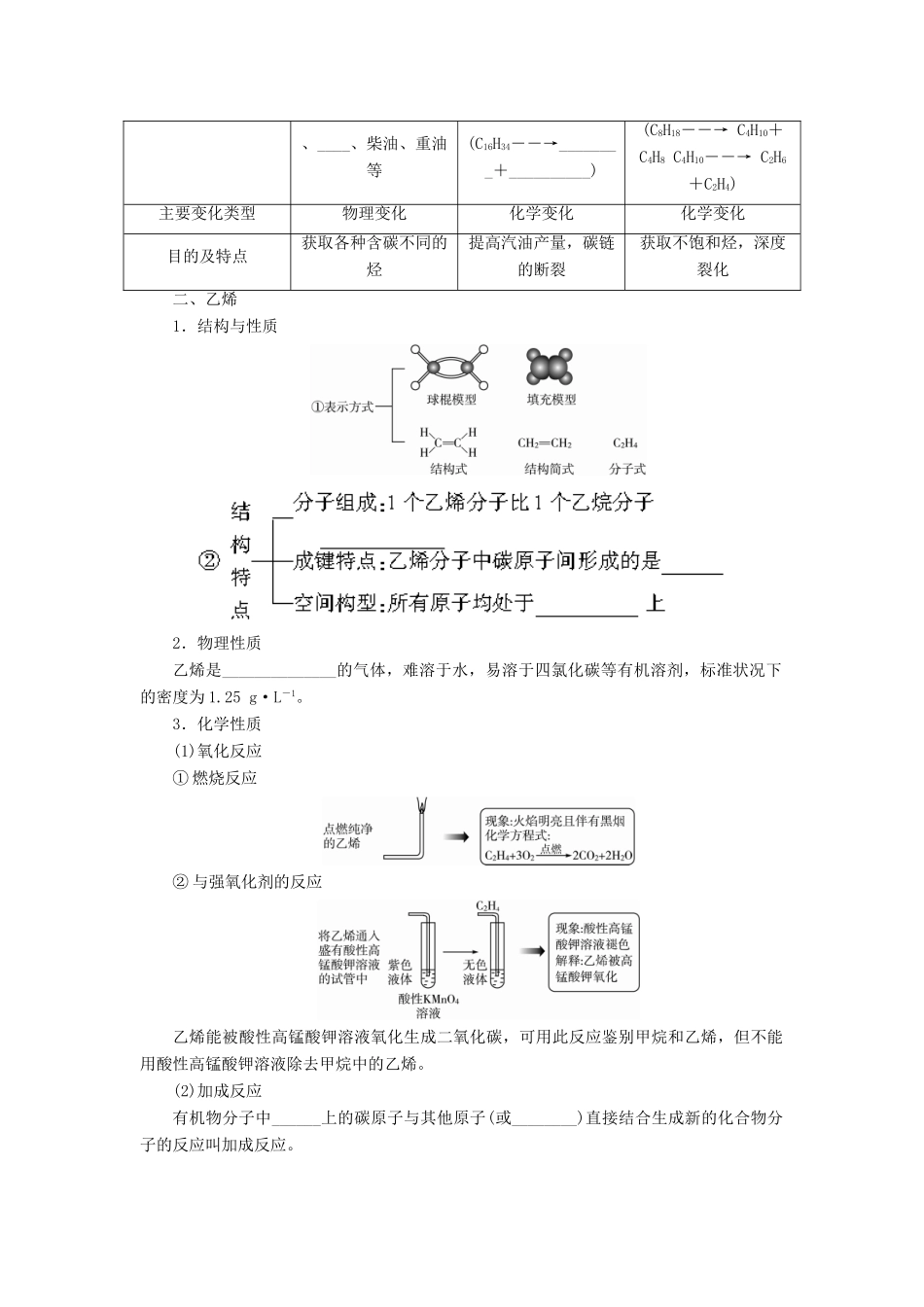 高中化学 第三章 第2节 第1课时 石油的炼制 乙烯课后作业 鲁科版必修2-鲁科版高一必修2化学试题_第2页