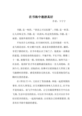 在书海中遨游真好