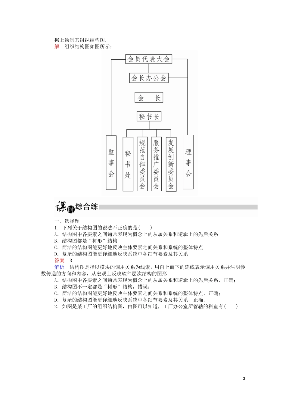 高中数学 4.2 结构图课时作业（含解析）新人教A版选修1-2-新人教A版高二选修1-2数学试题_第3页