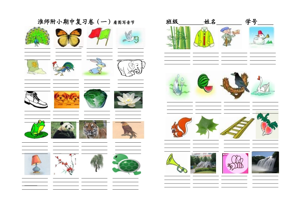 一年级看图写音节试卷（图）_第1页