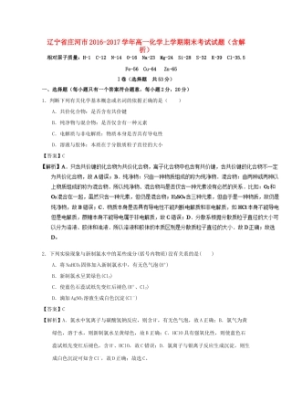 辽宁省庄河市高一化学上学期期末考试试题（含解析）-人教版高一全册化学试题