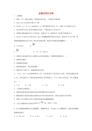 江西省万载县高考化学二轮复习 金属及其化合物专题训练检测-人教版高三全册化学试题