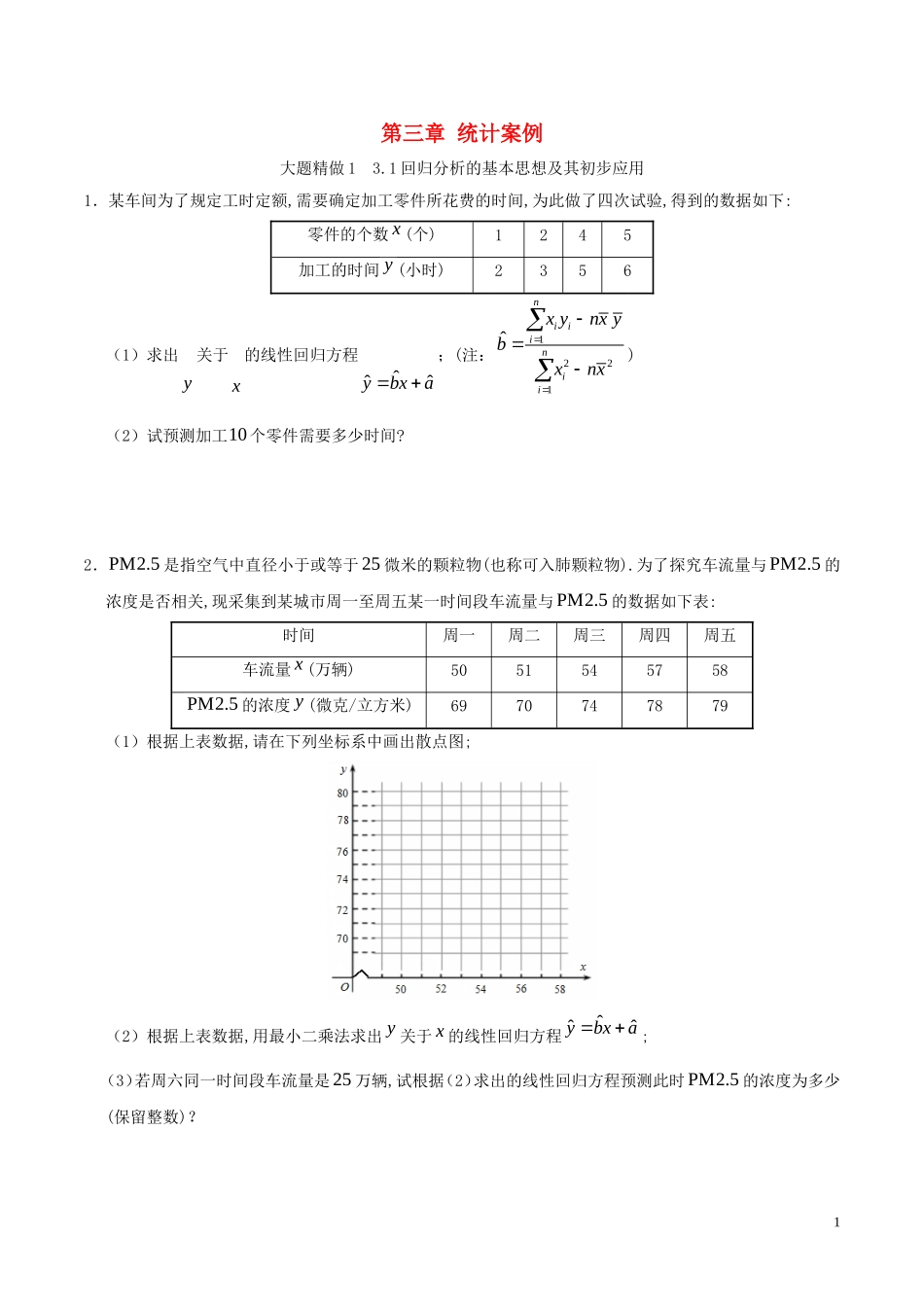 高中数学 第三章 统计案例大题精做 理 新人教A版选修2-3-新人教A版高二选修2-3数学试题_第1页